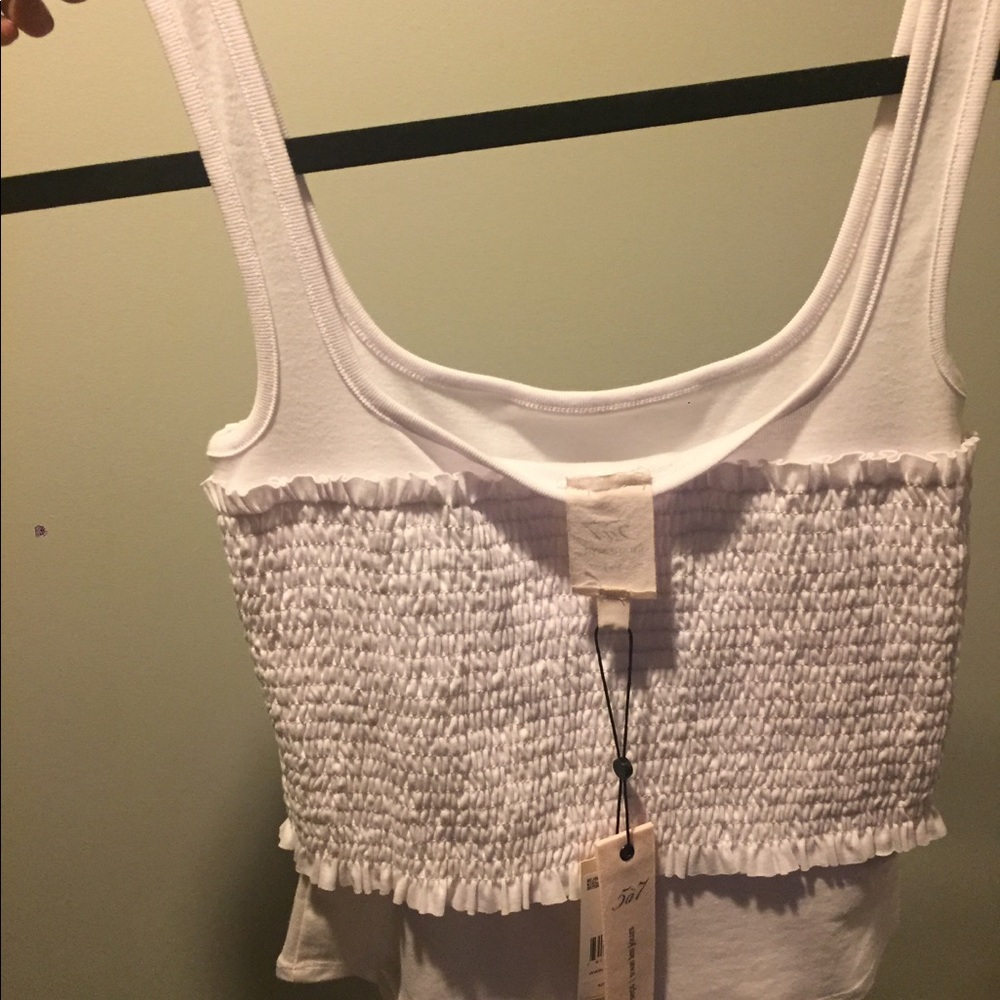 Cinq a sept white lace up tank top - Picture 4 of 5